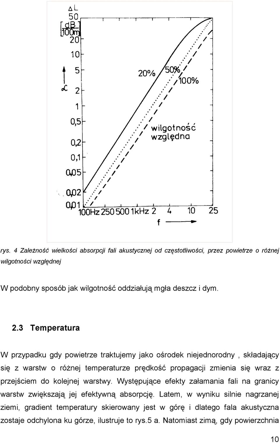 3 Temperatura W przypadku gdy powietrze traktujemy jako ośrodek niejednorodny, składający się z warstw o różnej temperaturze prędkość propagacji zmienia się wraz z