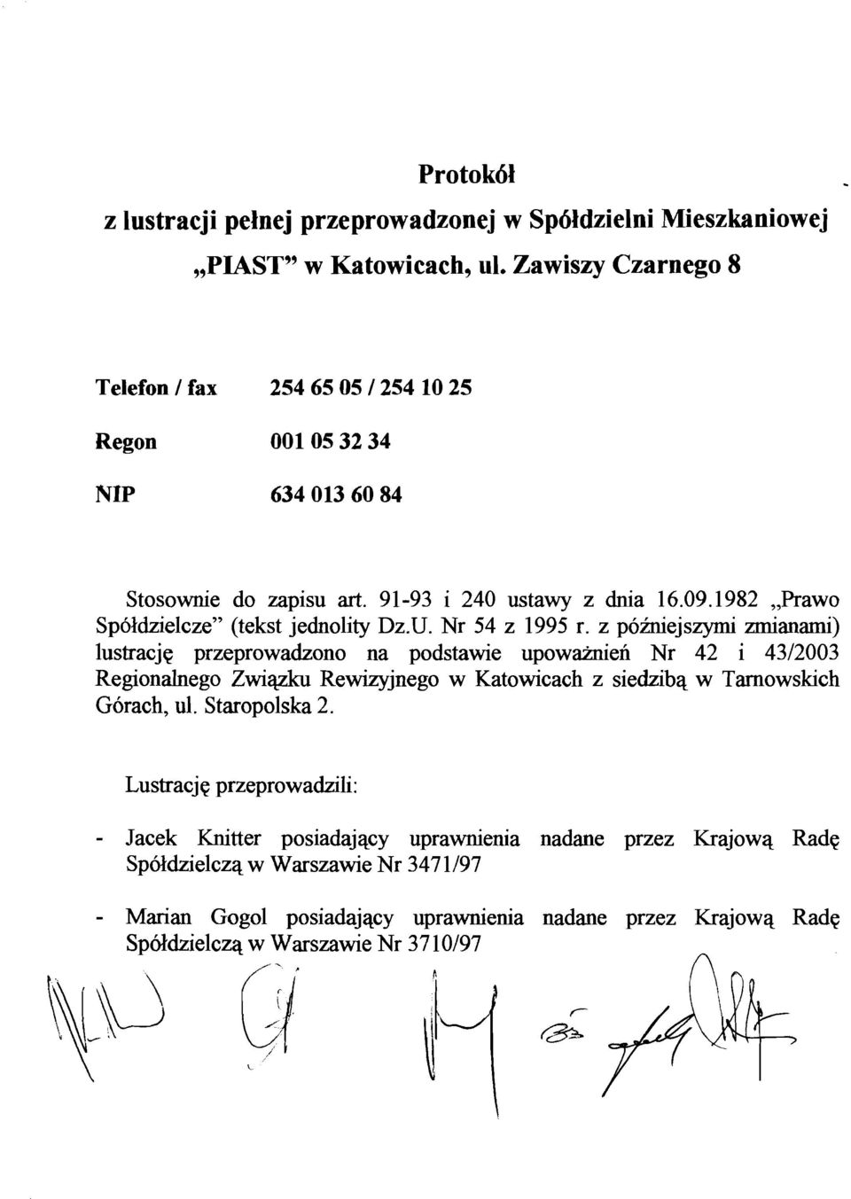 Prawo Spoldzielcze" (tekst jednolity Dz.U. Nr 54 z 1995 r.