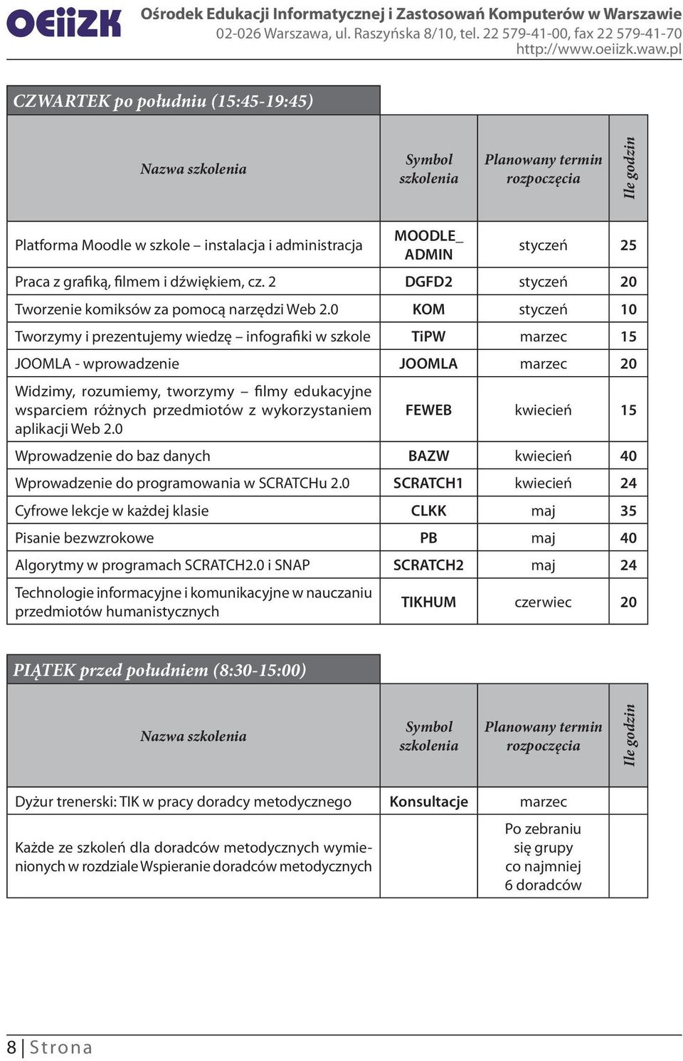 0 KOM styczeń 10 Tworzymy i prezentujemy wiedzę infografiki w szkole TiPW marzec 15 JOOMLA - wprowadzenie JOOMLA marzec 20 Widzimy, rozumiemy, tworzymy filmy edukacyjne wsparciem różnych przedmiotów