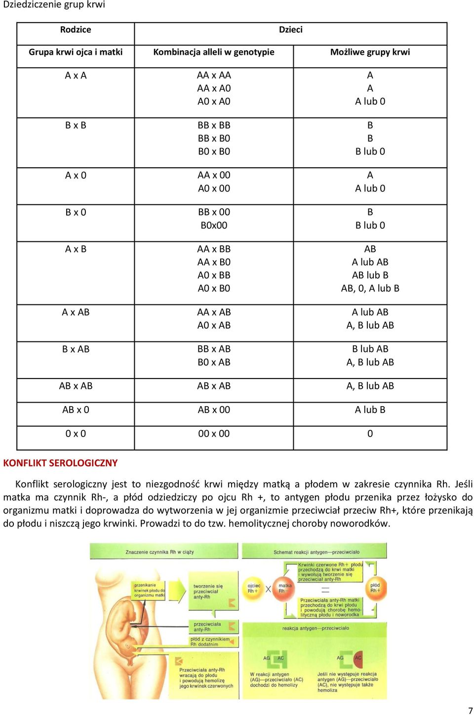 B lub AB A, B lub AB AB x AB AB x AB A, B lub AB AB x 0 AB x 00 A lub B 0 x 0 00 x 00 0 KONFLIKT SEROLOGICZNY Konflikt serologiczny jest to niezgodność krwi między matką a płodem w zakresie czynnika