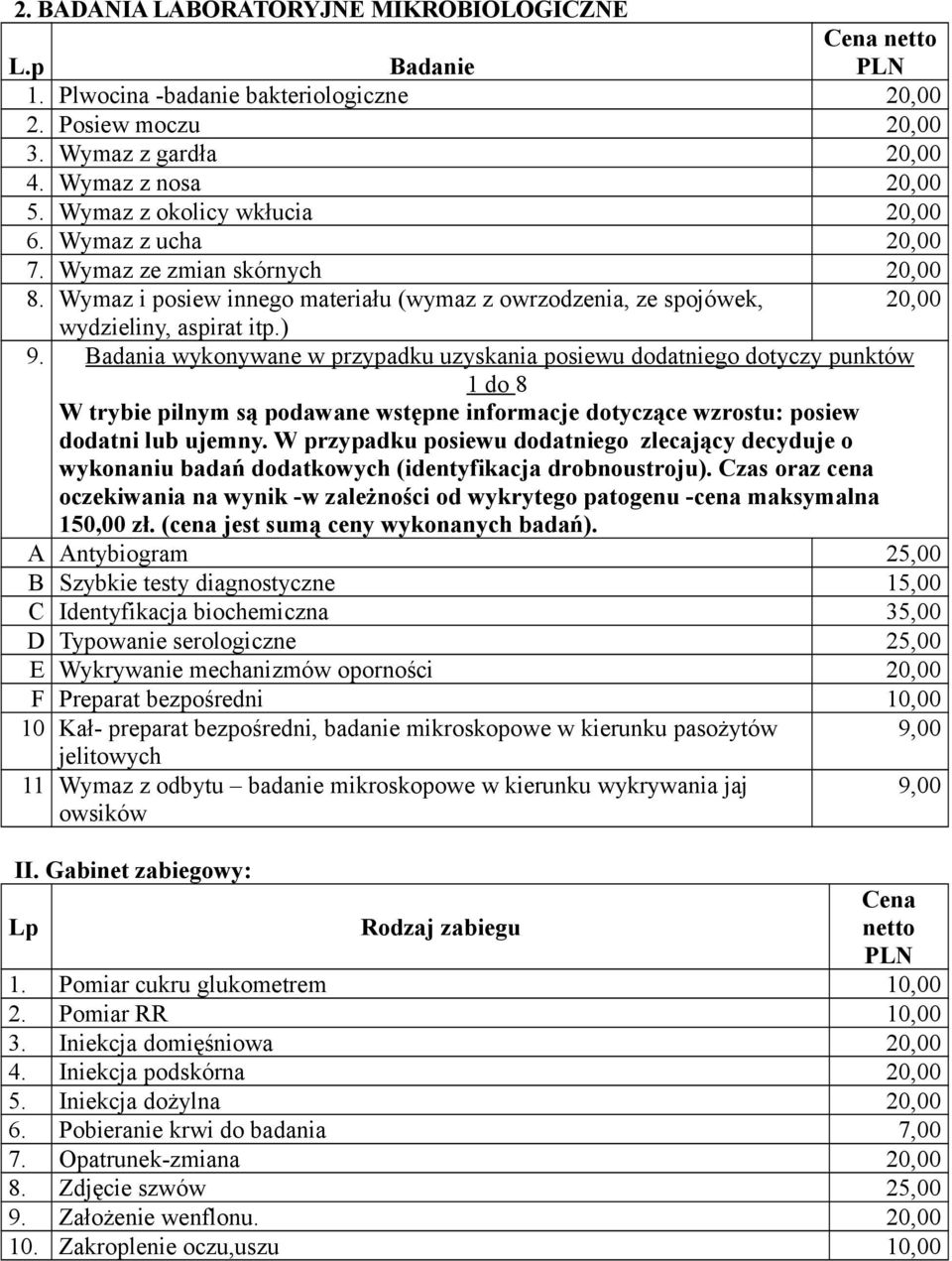 Badania wykonywane w przypadku uzyskania posiewu dodatniego dotyczy punktów 1 do 8 W trybie pilnym są podawane wstępne informacje dotyczące wzrostu: posiew dodatni lub ujemny.