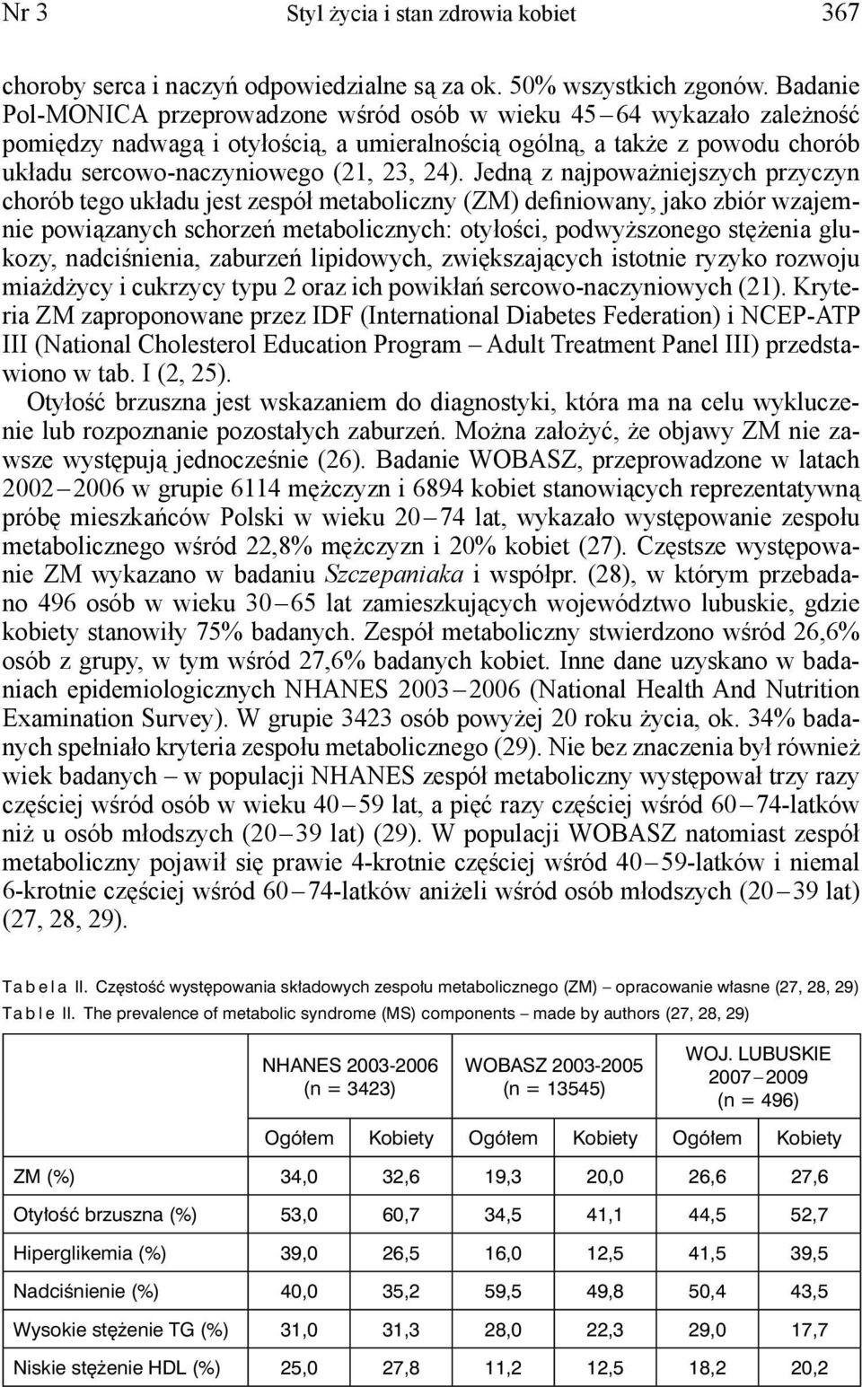 Jedną z najpoważniejszych przyczyn chorób tego układu jest zespół metaboliczny (ZM) definiowany, jako zbiór wzajemnie powiązanych schorzeń metabolicznych: otyłości, podwyższonego stężenia glukozy,