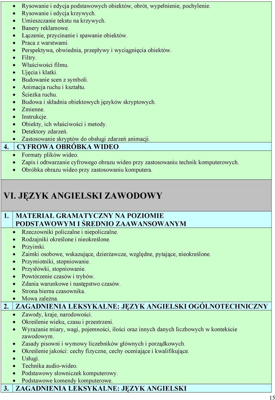 Budowa i składnia obiektowych języków skryptowych. Zmienne. Instrukcje. Obiekty, ich właściwości i metody. Detektory zdarzeń. Zastosowanie skryptów do obsługi zdarzeń animacji. 4.