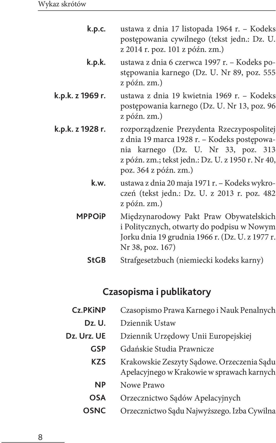 Kodeks postępowania karnego (Dz. U. Nr 89, poz. 555 z późn. zm.) ustawa z dnia 19 kwietnia 1969 r. Kodeks postępowania karnego (Dz. U. Nr 13, poz. 96 z późn. zm.) ustawa z dnia 20 maja 1971 r.