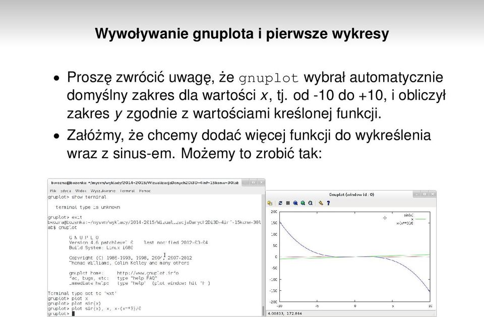 od -10 do +10, i obliczył zakres y zgodnie z wartościami kreślonej funkcji.