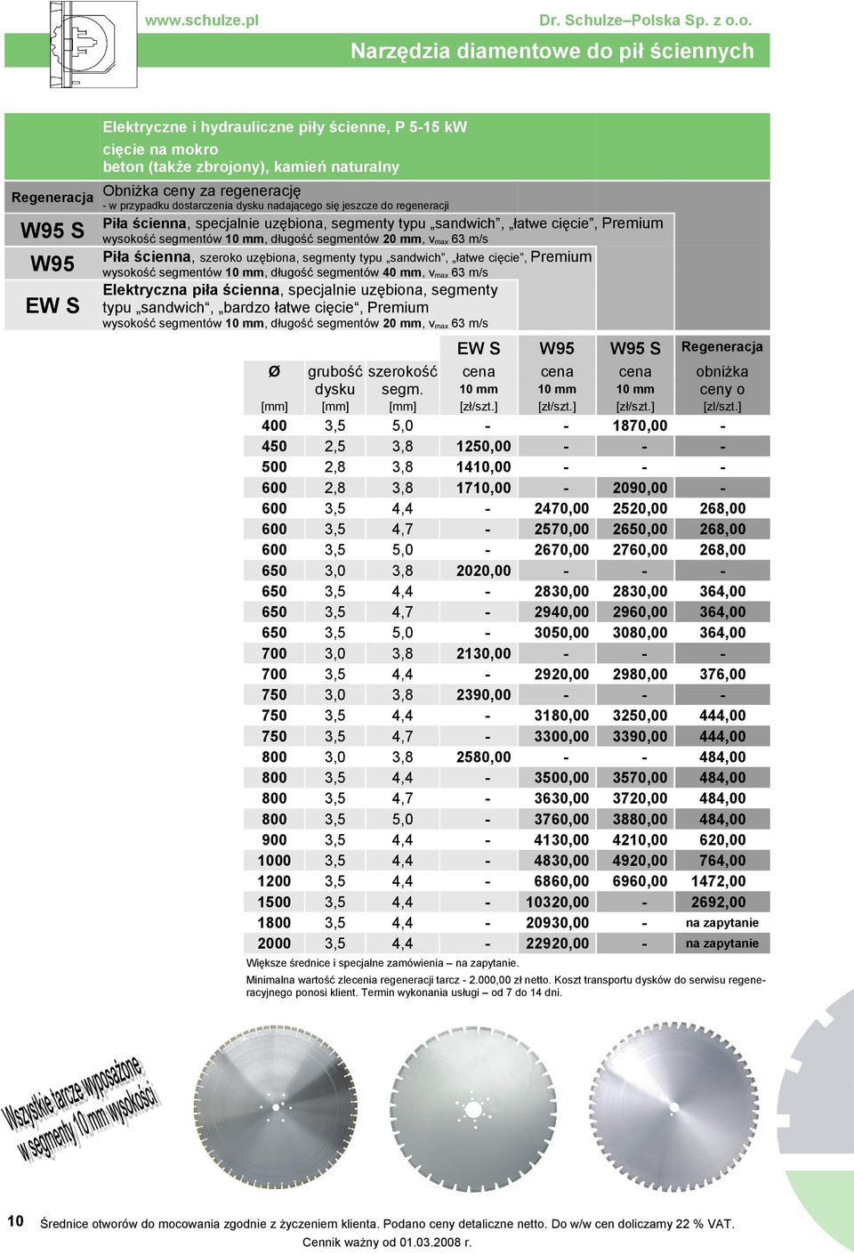 typu sandwich, łatwe cięcie, Premium wysokość segmentów, długość segmentów mm, vmax 63 m/s Elektryczna piła ścienna, specjalnie uzębiona, typu sandwich, bardzo łatwe cięcie, Premium wysokość