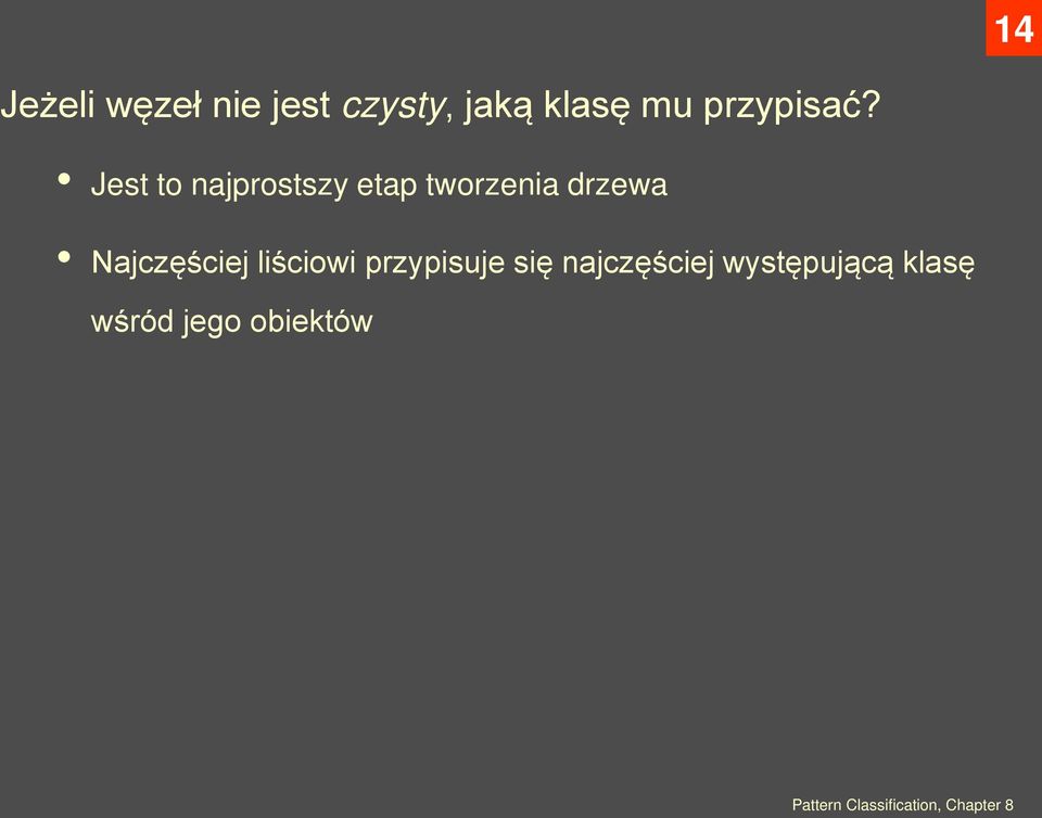 Jest to najprostszy etap tworzenia drzewa Najczęściej