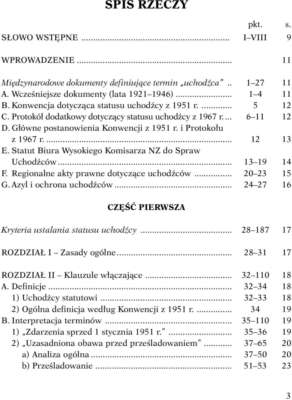 Statut Biura Wysokiego Komisarza NZ do Spraw Uchodźców... 13 19 14 F. Regionalne akty prawne dotyczące uchodźców... 20 23 15 G. Azyl i ochrona uchodźców.