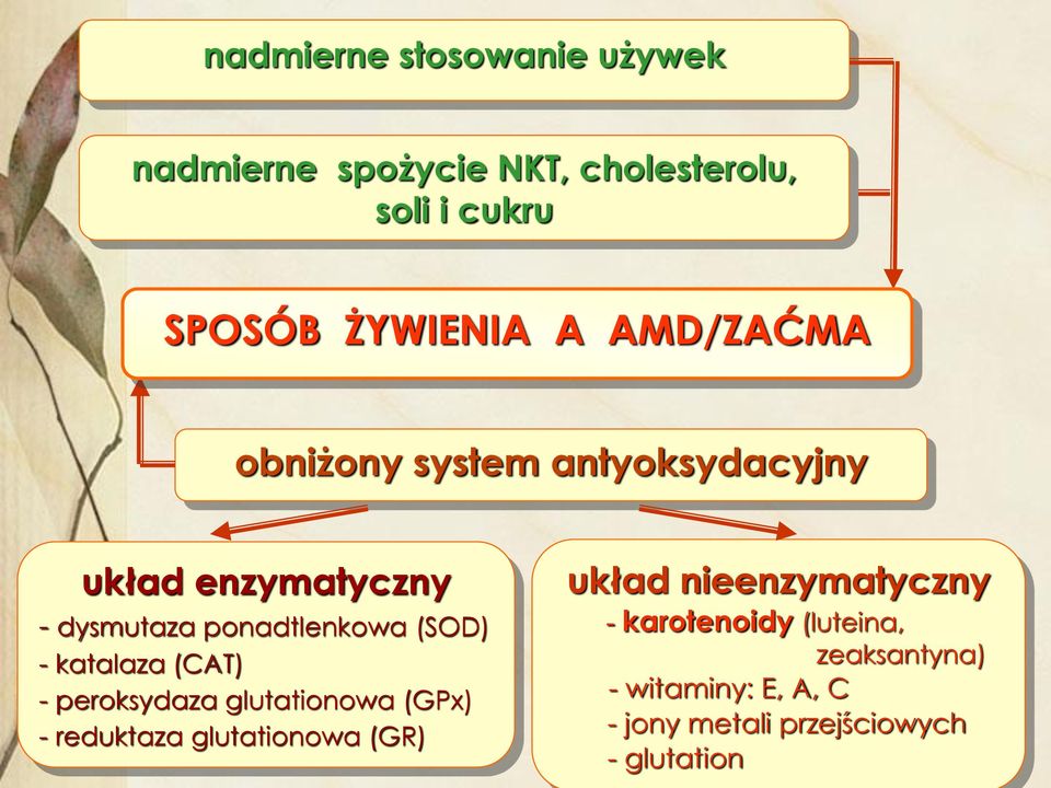 katalaza (CAT) - peroksydaza glutationowa (GPx) - reduktaza glutationowa (GR) układ