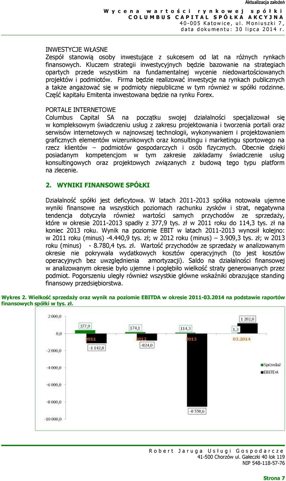 Firma będzie realizować inwestycje na rynkach publicznych a także angażować się w podmioty niepubliczne w tym również w spółki rodzinne. Część kapitału Emitenta inwestowana będzie na rynku Forex.