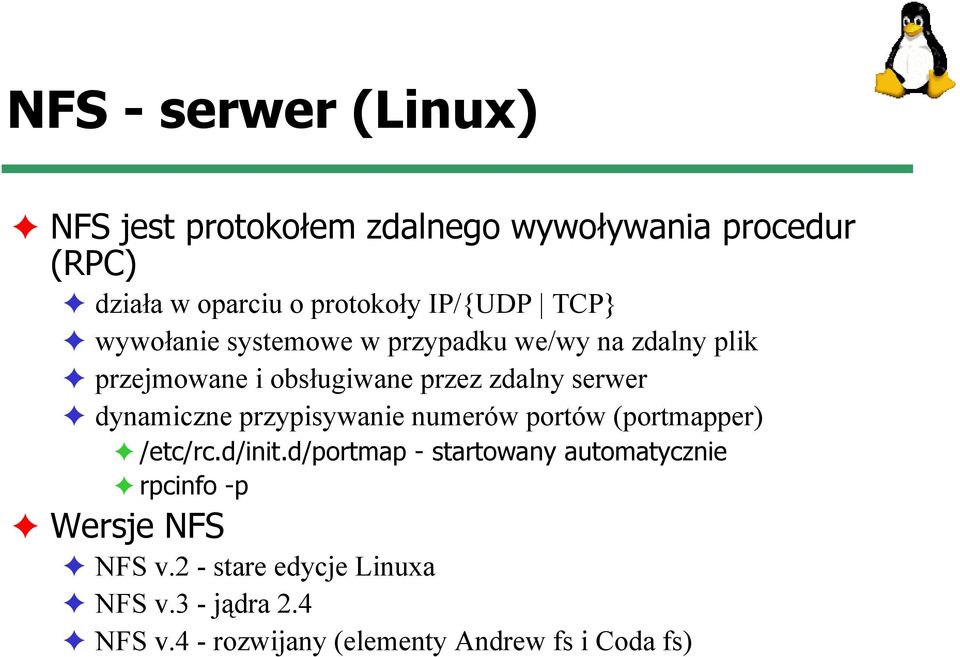 dynamiczne przypisywanie numerów portów (portmapper) /etc/rc.d/init.