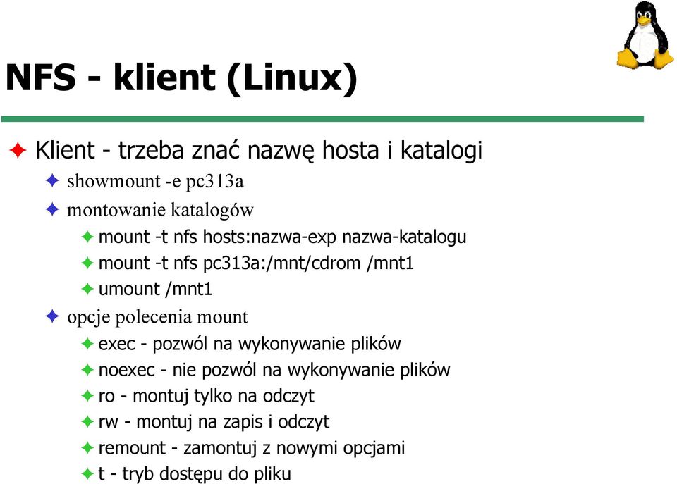 opcje polecenia mount exec - pozwól na wykonywanie plików noexec - nie pozwól na wykonywanie plików ro -