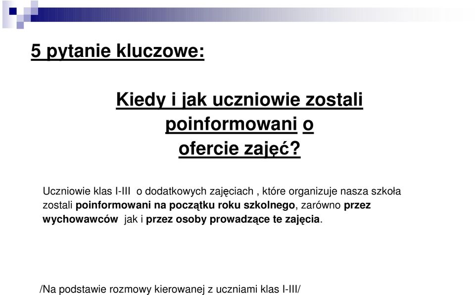 zostali poinformowani na początku roku szkolnego, zarówno przez wychowawców jak i