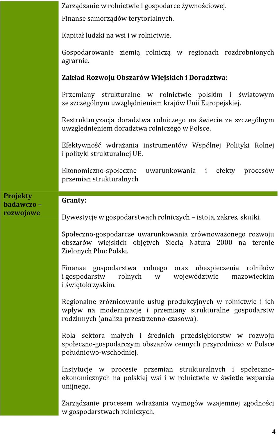 Restrukturyzacja doradztwa rolniczego na świecie ze szczególnym uwzględnieniem doradztwa rolniczego w Polsce. Efektywność wdrażania instrumentów Wspólnej Polityki Rolnej i polityki strukturalnej UE.