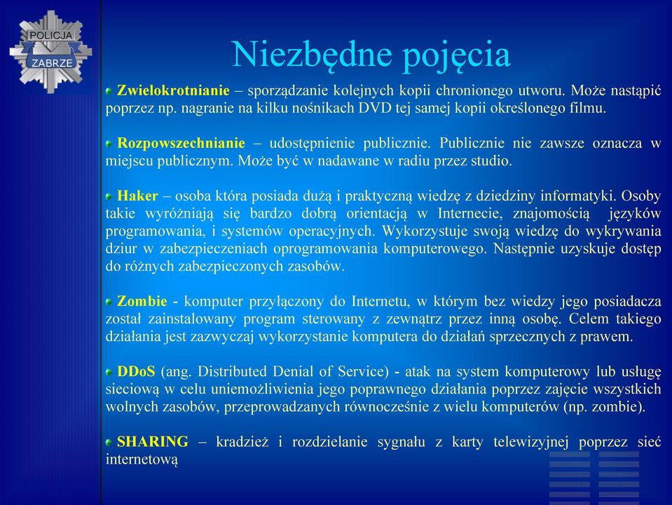 Haker osoba która posiada dużą i praktyczną wiedzę z dziedziny informatyki. Osoby takie wyróżniają się bardzo dobrą orientacją w Internecie, znajomością języków programowania, i systemów operacyjnych.