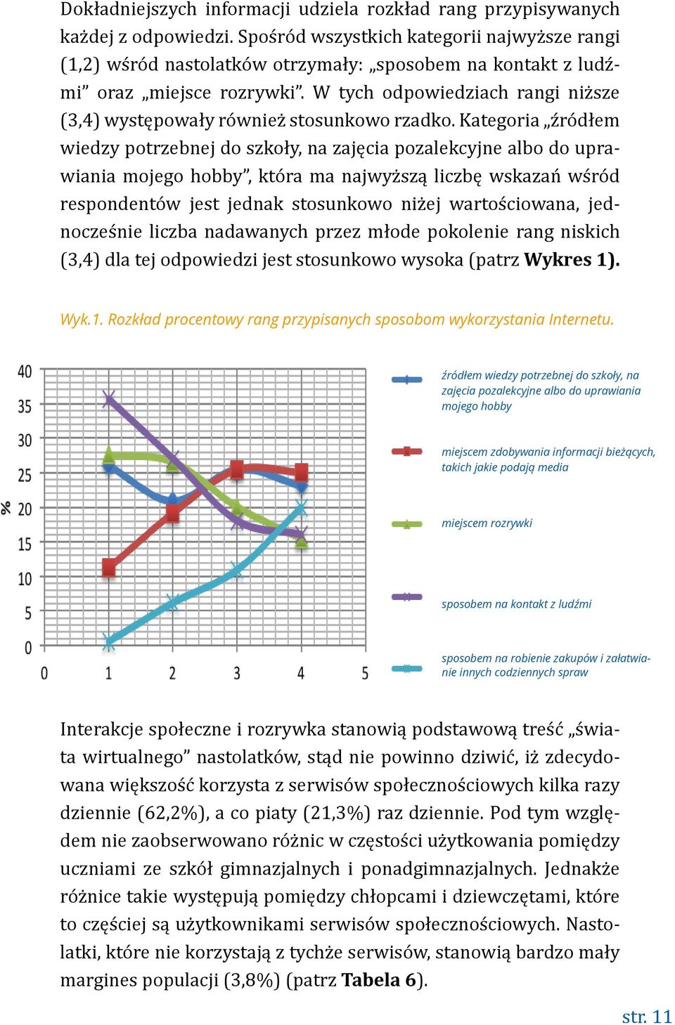 W tych odpowiedziach rangi niższe (3,4) występowały również stosunkowo rzadko.