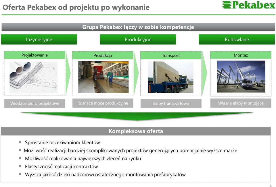 Sprostanie oczekiwaniom klientów Możliwość realizacji bardziej skomplikowanych projektów generujących potencjalnie wyższe marże Możliwość