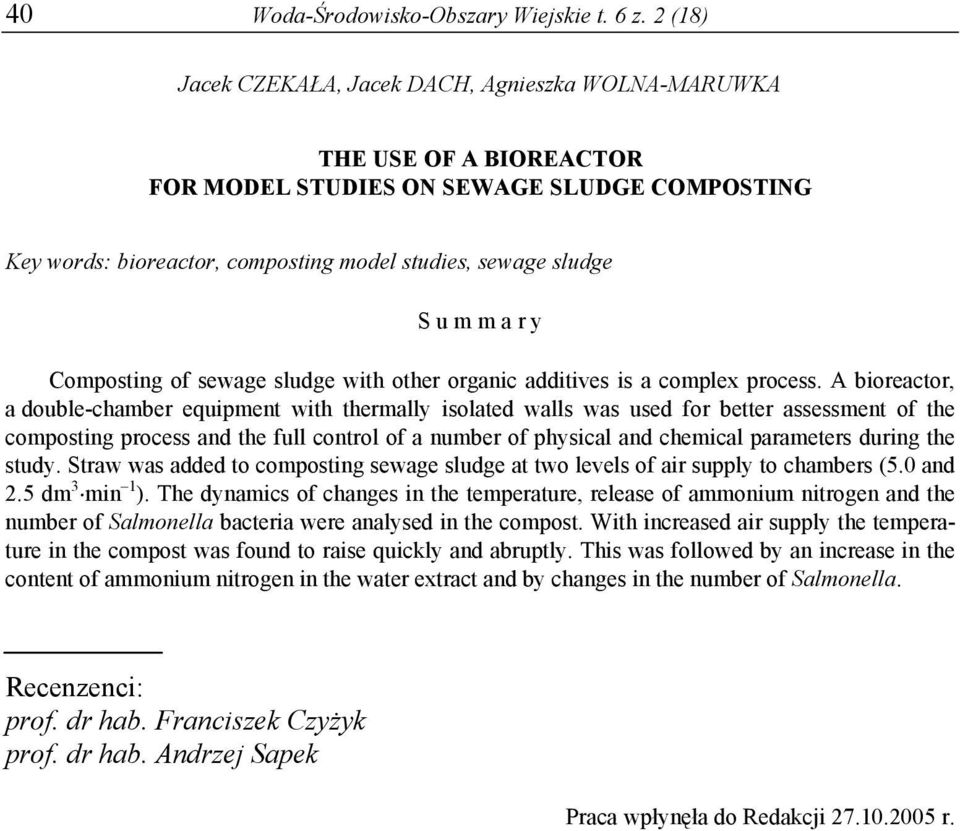 a r y Composting of sewage sludge with other organic additives is a complex process.