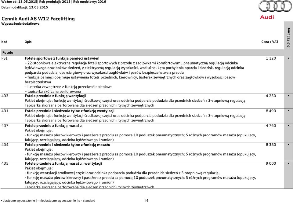 oparcia głowy oraz wysokości zagłówków i pasów bezpieczeństwa z przodu funkcja pamięci obejmuje ustawienia foteli przednich, kierownicy, lusterek zewnętrznych oraz zagłówków i wysokości pasów