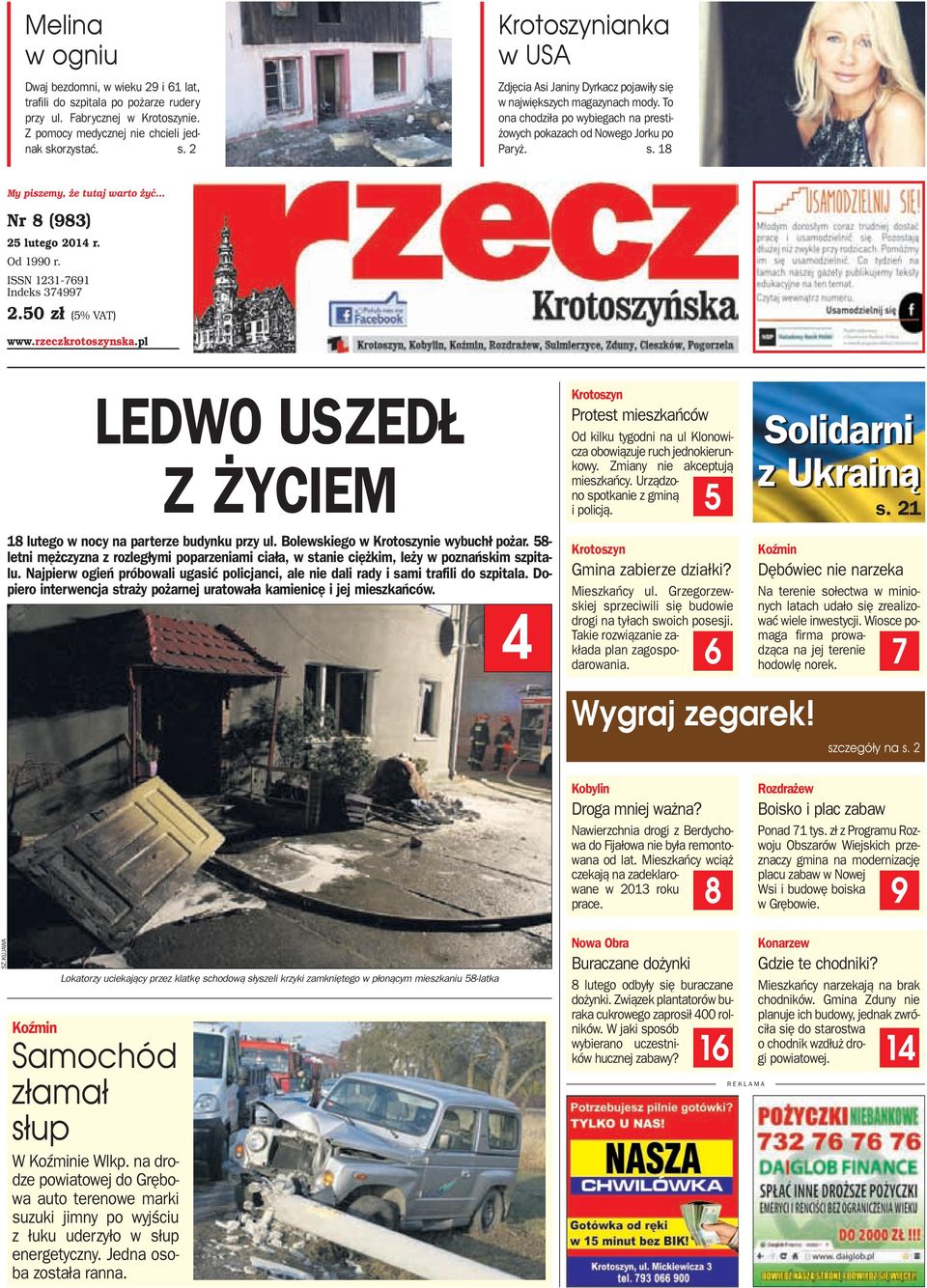 50 z³ (5% VAT) LEDWO USZED Z YCIEM 18 lutego w nocy na parterze budynku przy ul. Bolewskiego w Krotoszynie wybuch³ po ar.