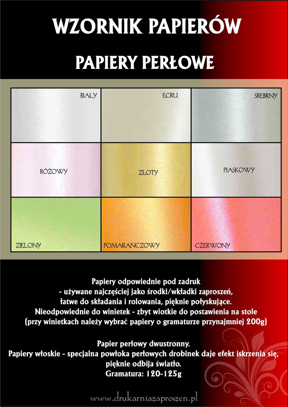 Nieodpowiednie do winietek - zbyt wiotkie do postawienia na stole (przy winietkach należy wybrać papiery o gramaturze przynajmniej