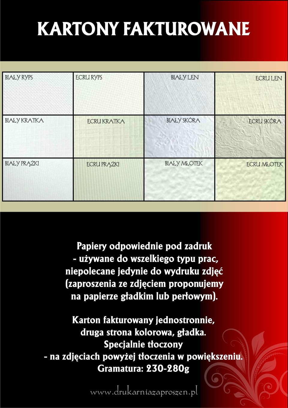 jedynie do wydruku zdjęć (zaproszenia ze zdjęciem proponujemy na papierze gładkim lub perłowym).