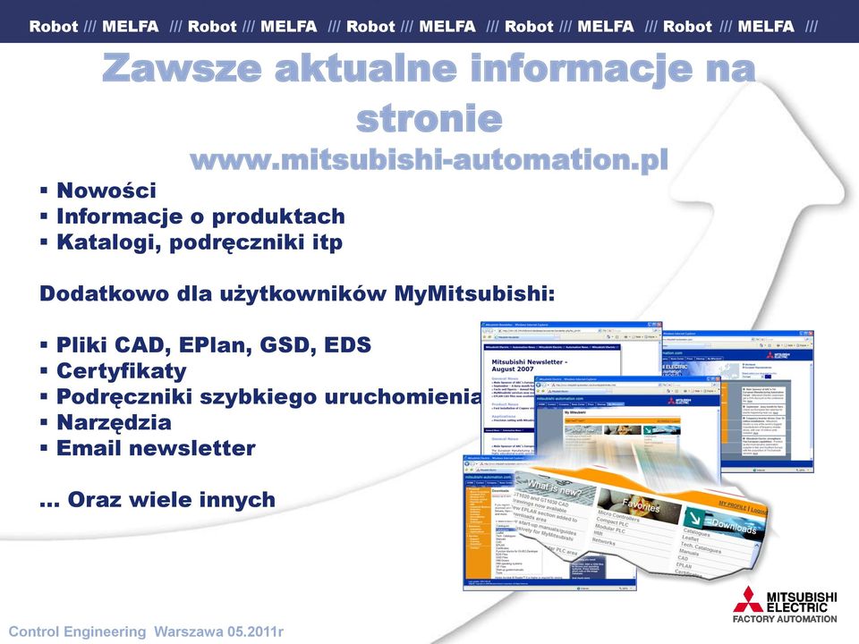 dla użytkowników MyMitsubishi: Pliki CAD, EPlan, GSD, EDS Certyfikaty