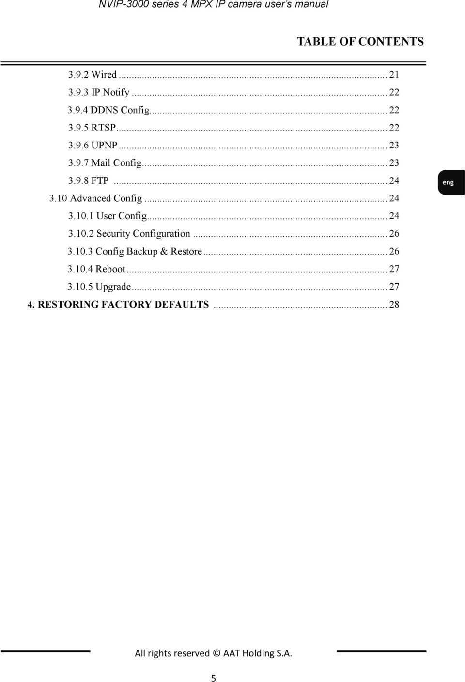 .. 24 3.10.2 Security Configuration... 26 3.10.3 Config Backup & Restore... 26 3.10.4 Reboot... 27 3.10.5 Upgrade.