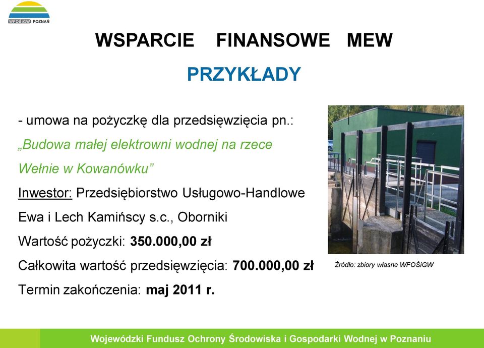 Usługowo-Handlowe Ewa i Lech Kamińscy s.c., Oborniki Wartość pożyczki: 350.