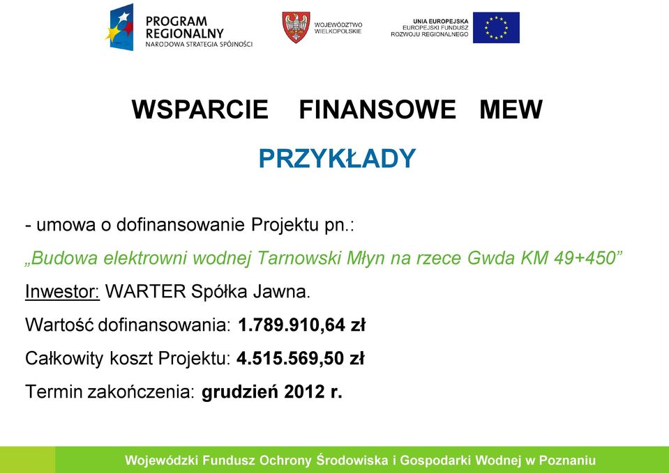 Inwestor: WARTER Spółka Jawna. Wartość dofinansowania: 1.789.