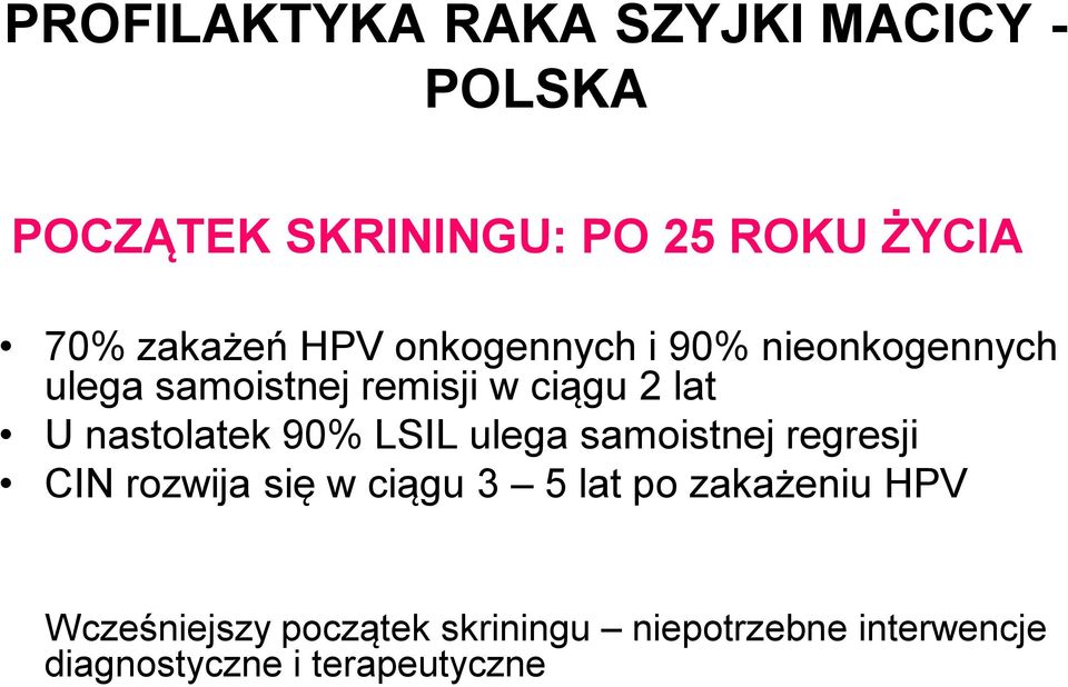 nastolatek 90% LSIL ulega samoistnej regresji CIN rozwija się w ciągu 3 5 lat po