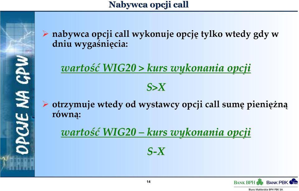 wykonania opcji S>X otrzymuje wtedy od wystawcy opcji