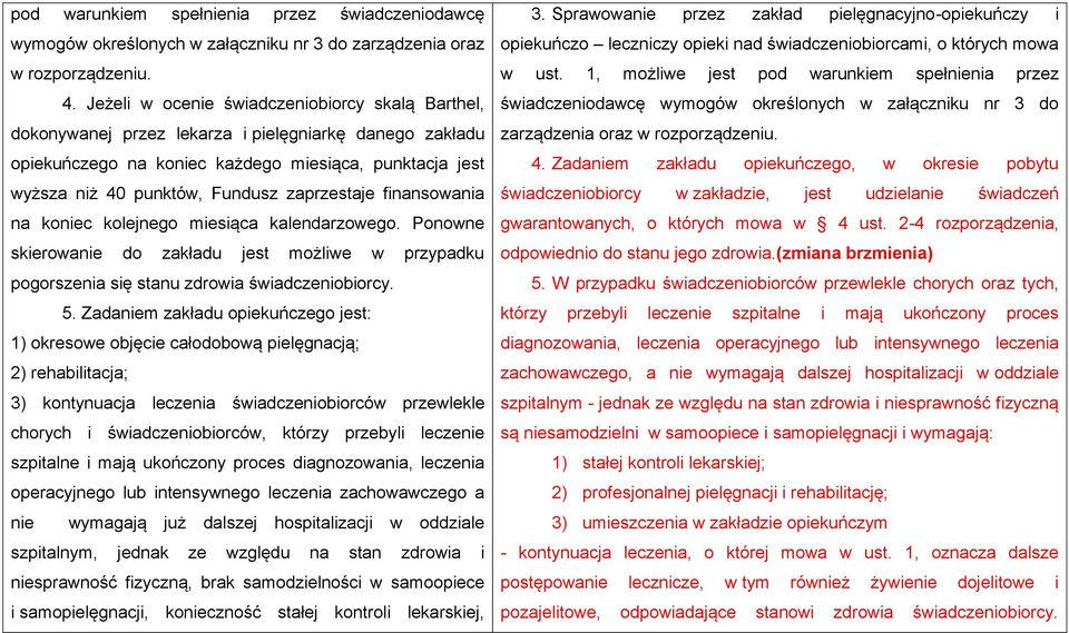 zaprzestaje finansowania na koniec kolejnego miesiąca kalendarzowego. Ponowne skierowanie do zakładu jest możliwe w przypadku pogorszenia się stanu zdrowia świadczeniobiorcy. 5.