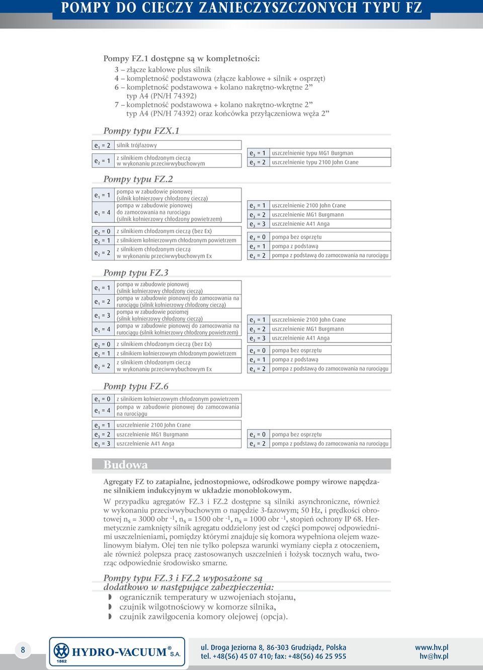 kompletność podstawowa + kolano nakrętno-wkrętne 2 typ A4 (PN/H 74392) oraz końcówka przyłączeniowa węża 2 Pompy typu FZX.