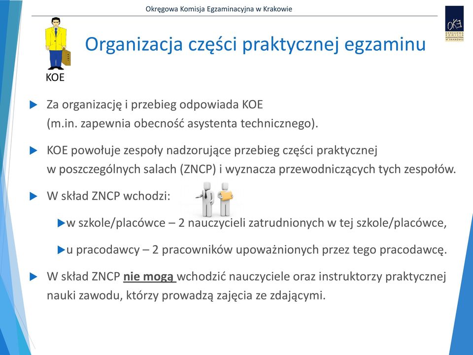 W skład ZNCP wchodzi: w szkole/placówce 2 nauczycieli zatrudnionych w tej szkole/placówce, u pracodawcy 2 pracowników upoważnionych