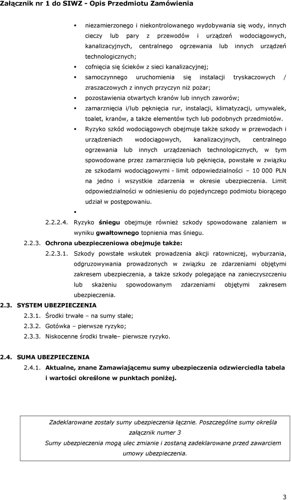 zamarznięcia i/lub pęknięcia rur, instalacji, klimatyzacji, umywalek, toalet, kranów, a także elementów tych lub podobnych przedmiotów.