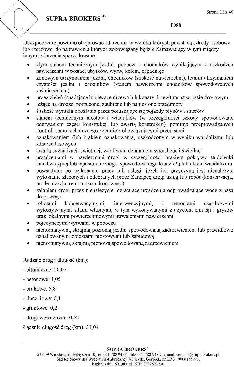 nawierzchni), letnim utrzymaniem czystości jezdni i chodników (stanem nawierzchni chodników spowodowanych zaśmieceniem) przez zieleń (spadające lub leżące drzewa lub konary drzew) rosną w pasie