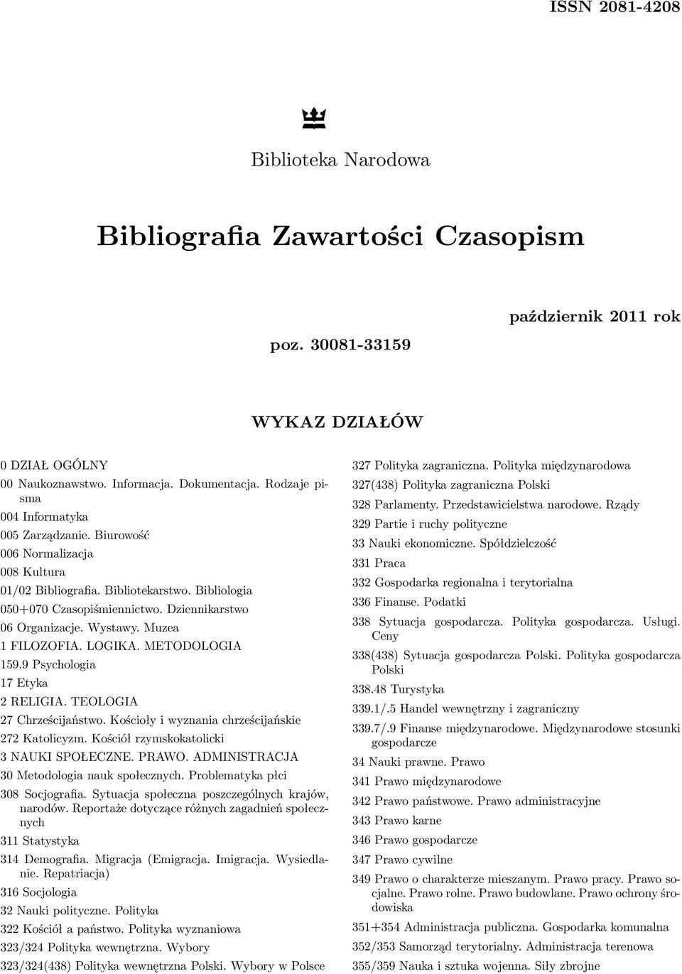 Wystawy. Muzea 1 FILOZOFIA. LOGIKA. METODOLOGIA 159.9 Psychologia 17 Etyka 2 RELIGIA. TEOLOGIA 27 Chrześcijaństwo. Kościoły i wyznania chrześcijańskie 272 Katolicyzm.