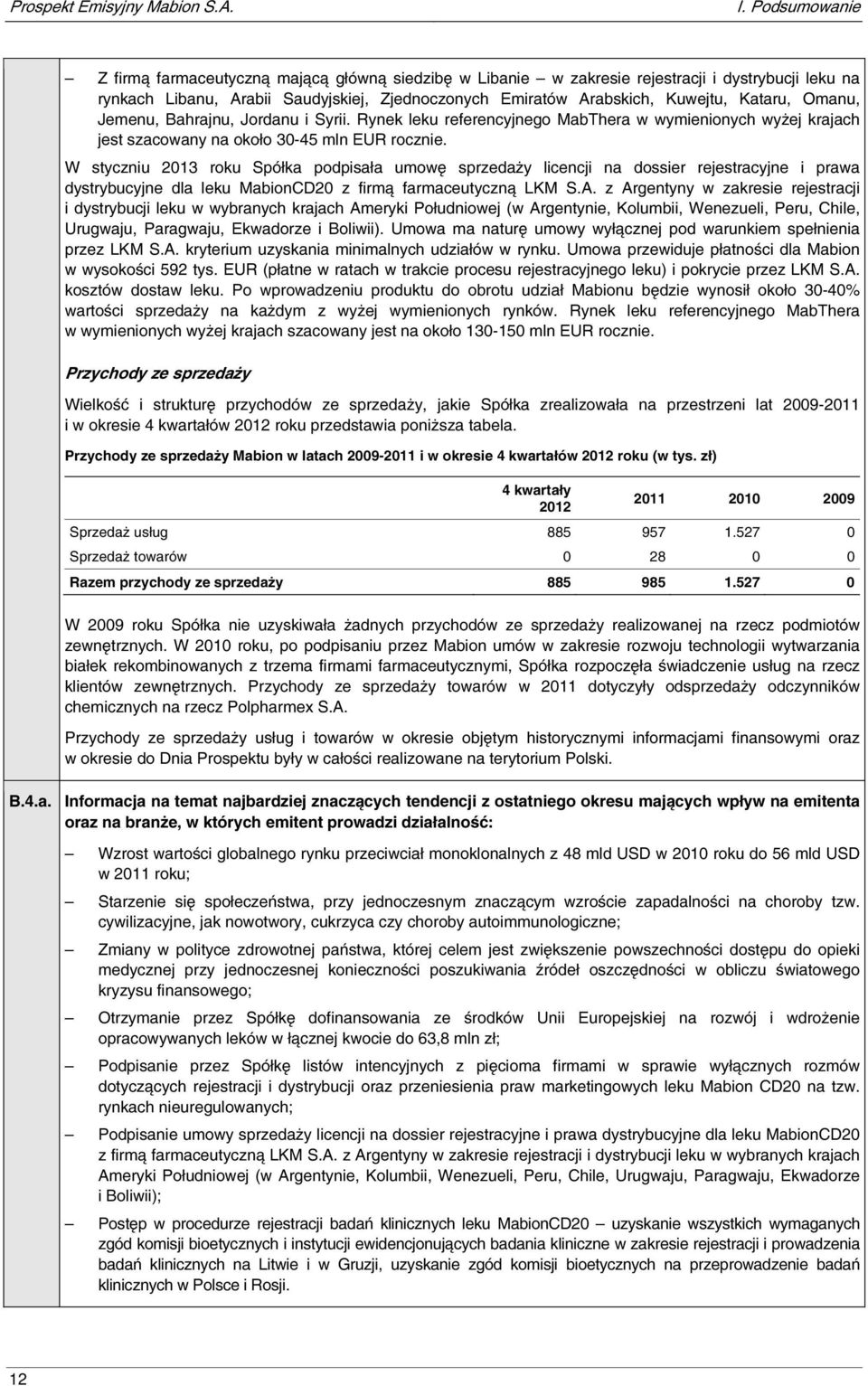 Kataru, Omanu, Jemenu, Bahrajnu, Jordanu i Syrii. Rynek leku referencyjnego MabThera w wymienionych wyżej krajach jest szacowany na około 30-45 mln EUR rocznie.