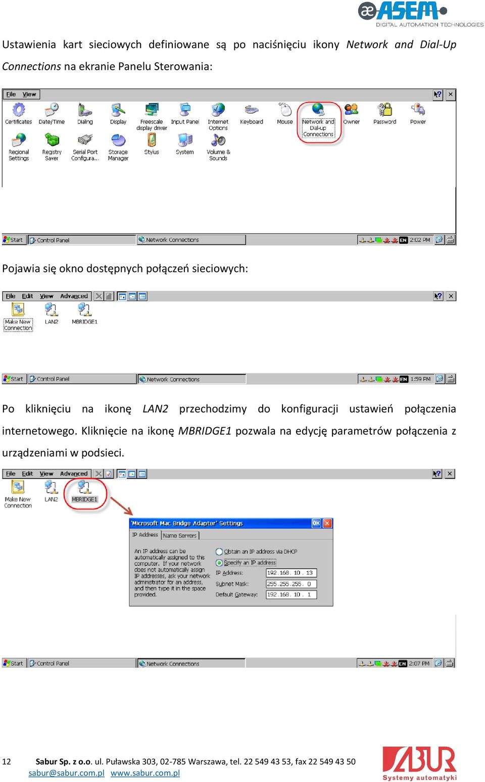 konfiguracji ustawień połączenia internetowego.