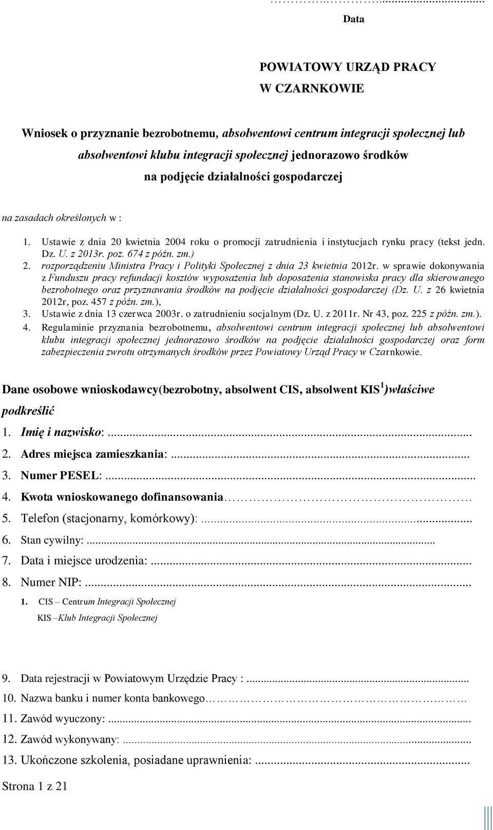 zm.) 2. rozporządzeniu Ministra Pracy i Polityki Społecznej z dnia 23 kwietnia 2012r.