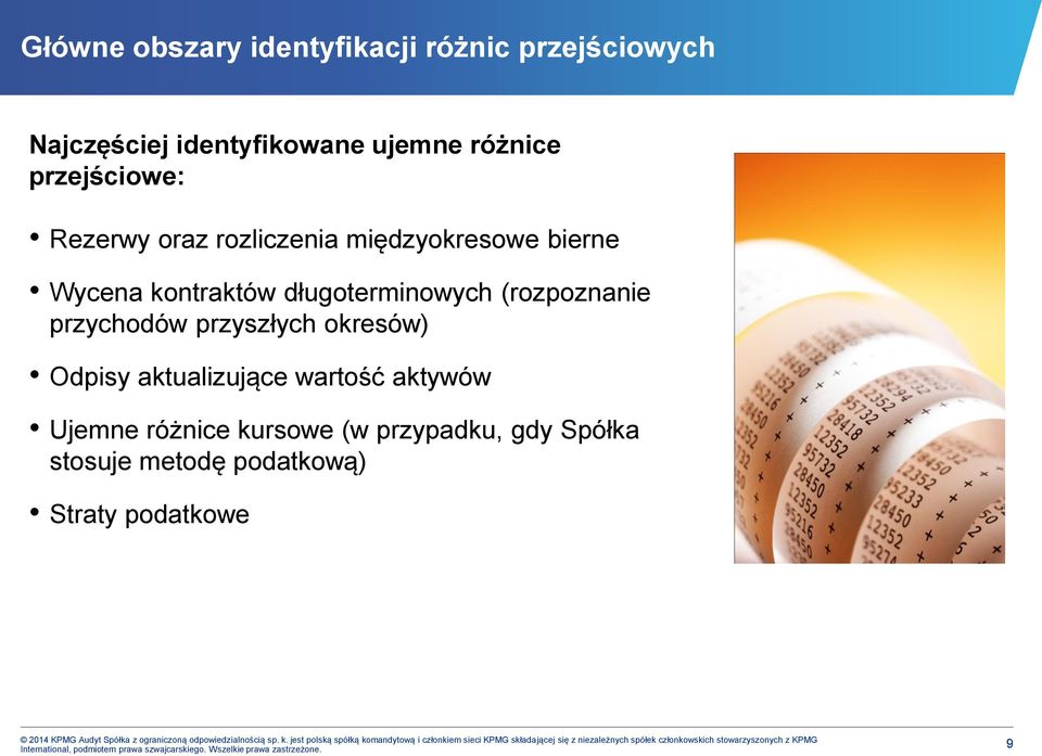 Spółka stosuje metodę podatkową) Straty podatkowe 2014 KPMG Audyt Spółka z ograniczoną odpowiedzialnością sp. k.