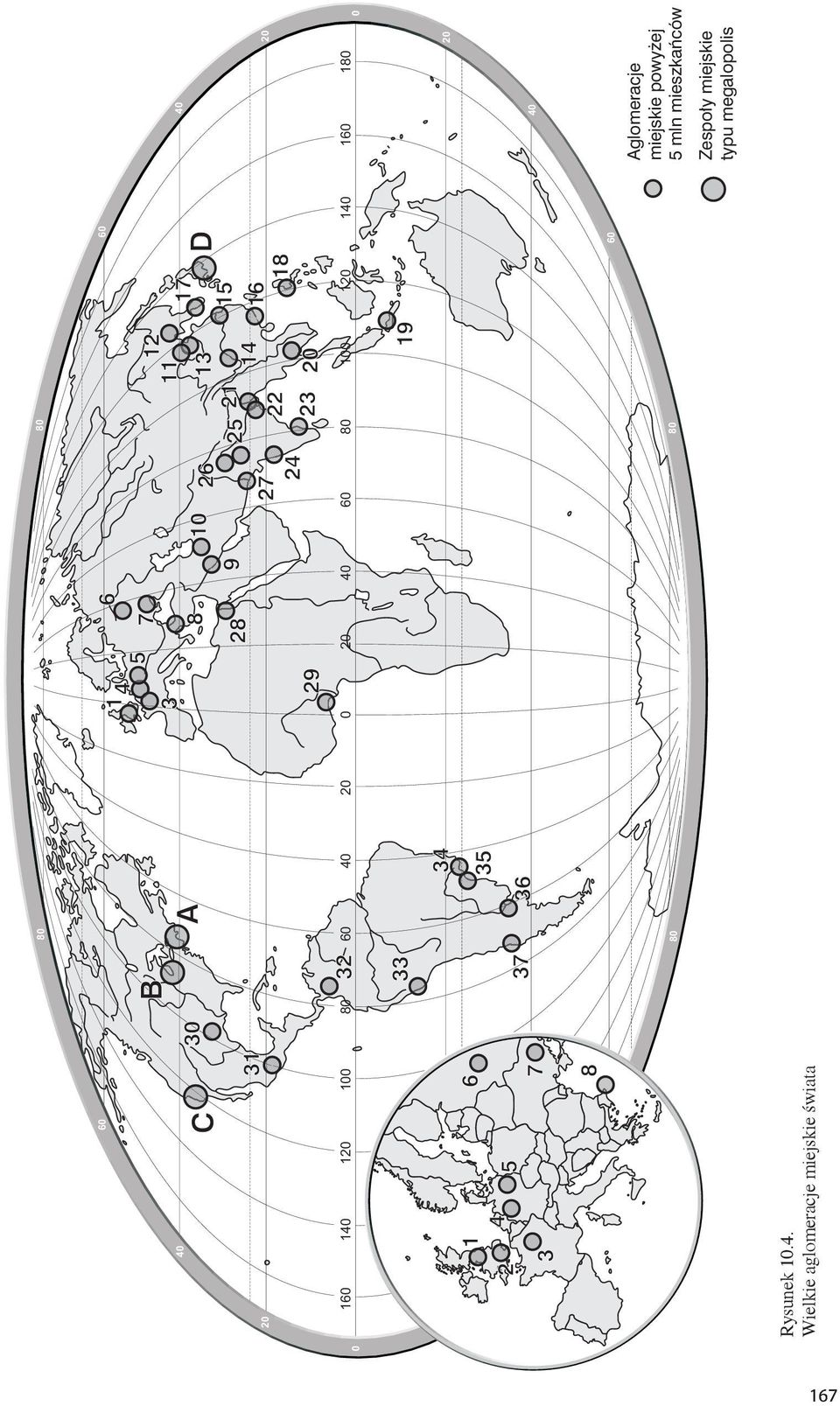 6 2 4 5 40 3 33 19 34 35 37 36 7 20 40 60 8 80 80 60 Aglomeracje miejskie powyżej 5 mln