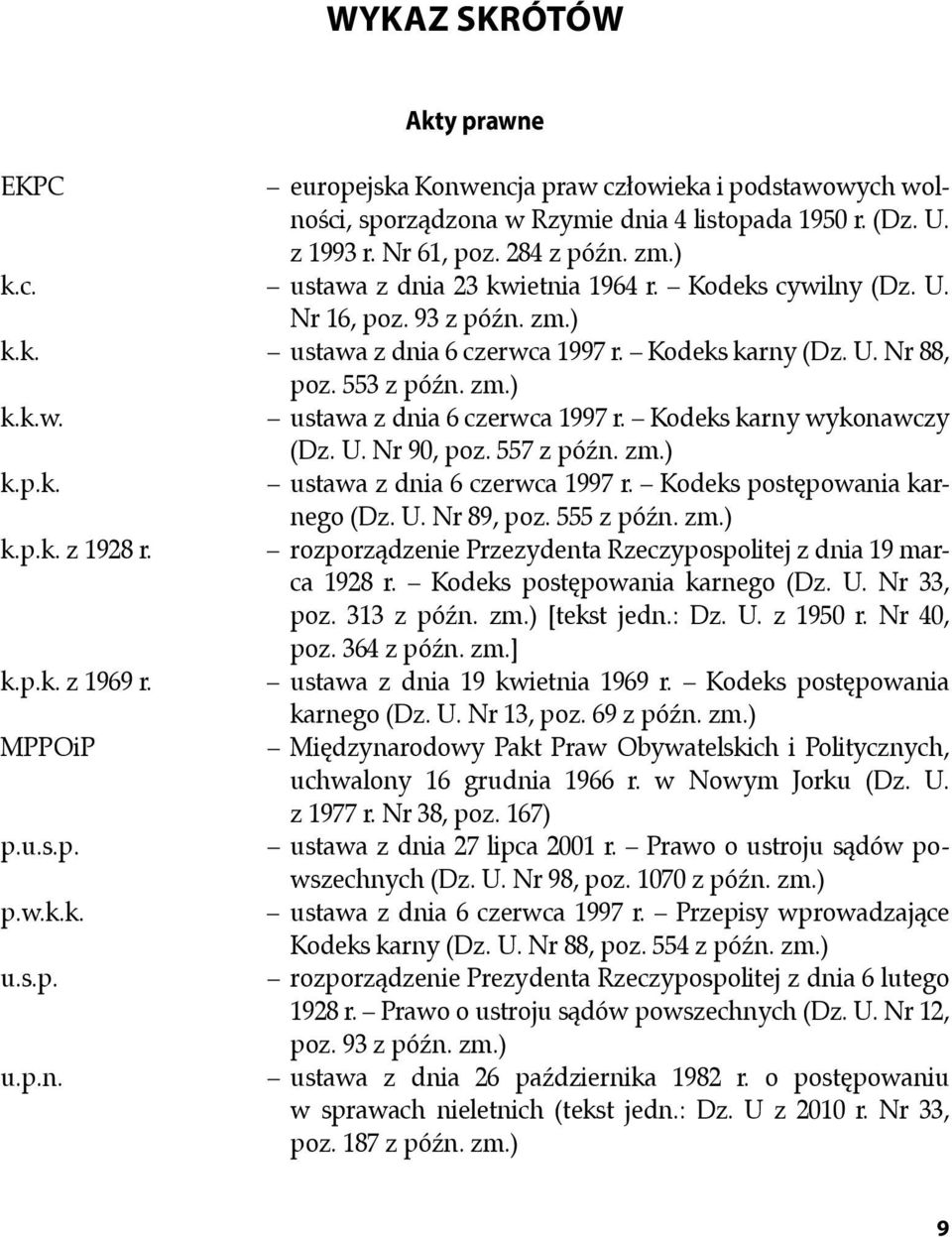 U. Nr 90, poz. 557 z późn. zm.) k.p.k. ustawa z dnia 6 czerwca 1997 r. Kodeks postępowania karnego (Dz. U. Nr 89, poz. 555 z późn. zm.) k.p.k. z 1928 r.