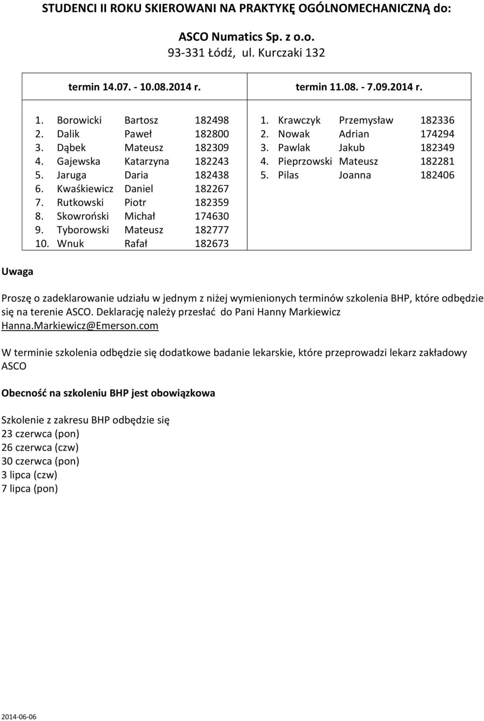 Nowak Adrian 174294 3. Pawlak Jakub 182349 4. Pieprzowski Mateusz 182281 5.