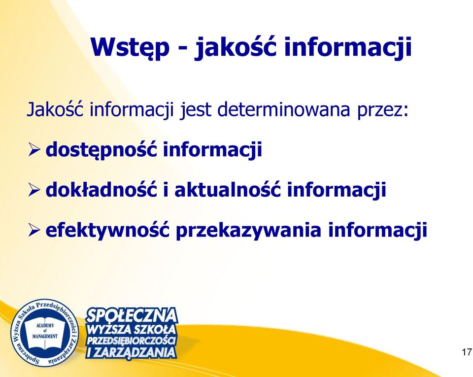 dostępność informacji dokładność i