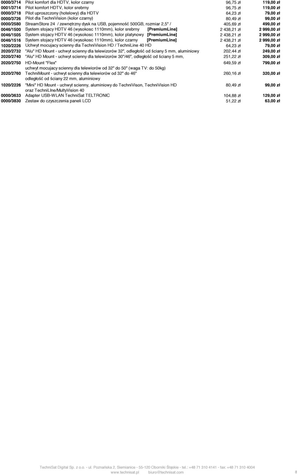 (wysokosc 1110mm), kolor srebrny [PremiumLine] 2 438,21 zł 2 999,00 zł 0046/1505 System stojacy HDTV 46 (wysokosc 1110mm), kolor platynowy [PremiumLine] 2 438,21 zł 2 999,00 zł 0046/1516 System