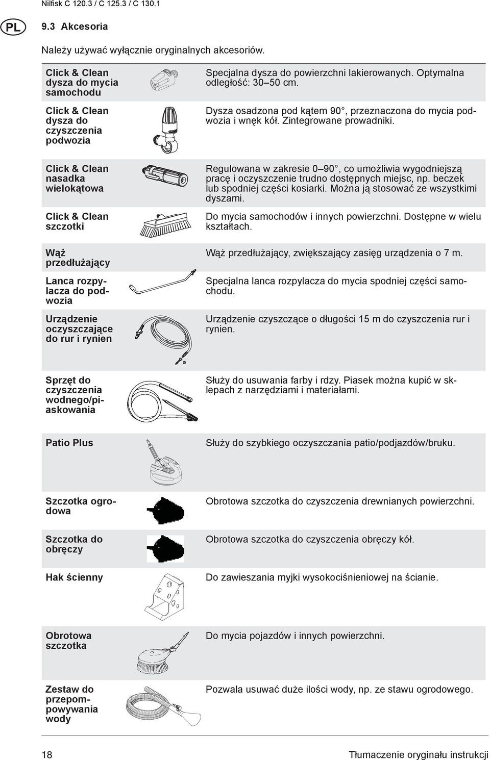 Click & Clean nasadka wielokątowa Click & Clean szczotki Wąż przedłużający Lanca rozpylacza do podwozia Urządzenie oczyszczające do rur i rynien Regulowana w zakresie 0 90, co umożliwia wygodniejszą