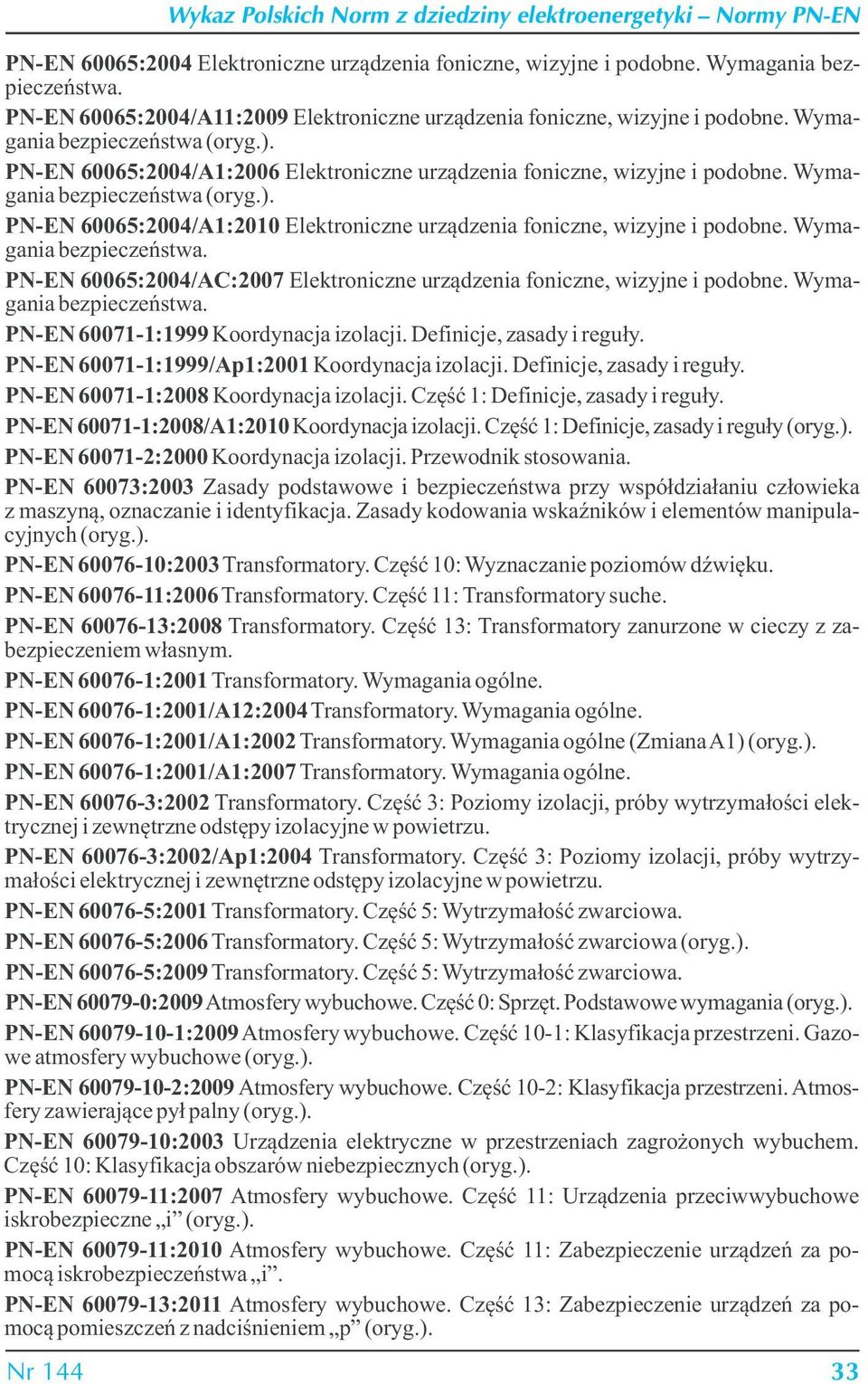 Wymagania bezpieczeństwa PN-EN 60065:2004/A1:2010 Elektroniczne urządzenia foniczne, wizyjne i podobne. Wymagania bezpieczeństwa.