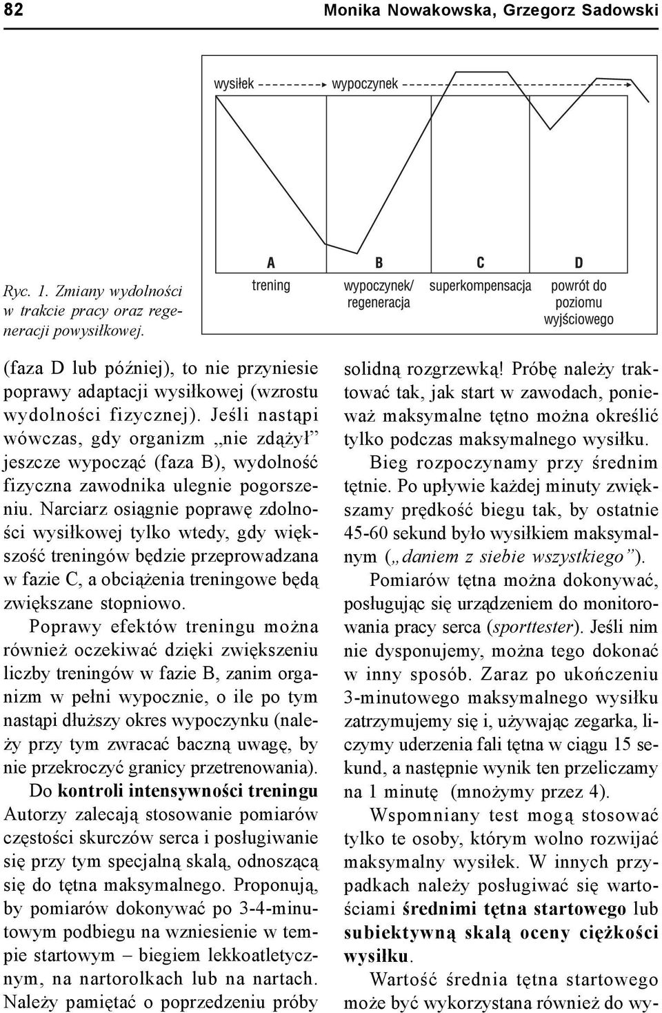 Jeśli nastąpi wówczas, gdy organizm nie zdążył jeszcze wypocząć (faza B), wydolność fizyczna zawodnika ulegnie pogorszeniu.